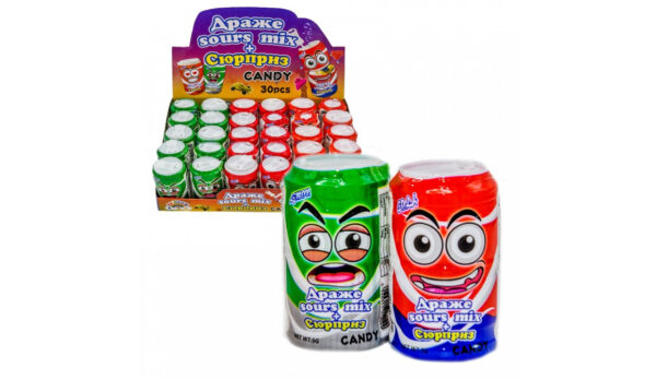 Драже в банці SOURS MIX+сюрприз 5 г.в уп.30 шт.