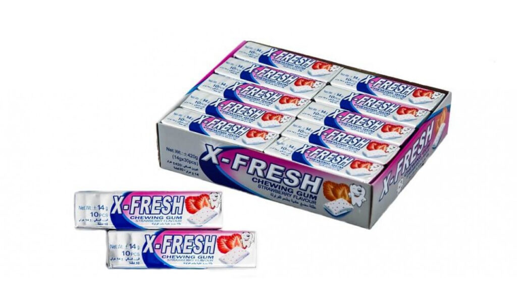 Жувальна гумка X-FRESH подушечки (полуниця) 30 шт./блок
