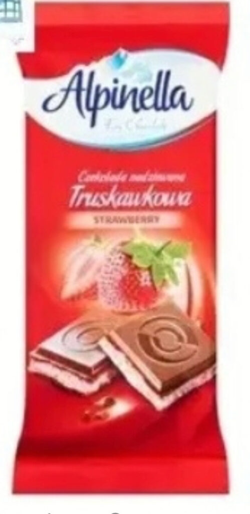 Шоколад Alpinella 90 г. Молочний з начинкою напівнитка 
в уп. 19шт.