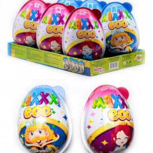 Яйце пластикове Maxxi egg 90 г з іграшкою-сюрпризом і цукерками для дівчинки або хлопчика