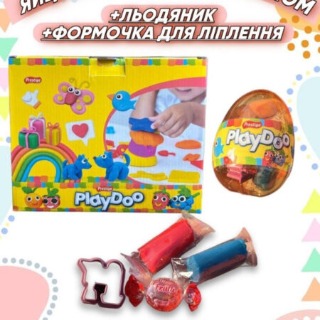 Пластикове яйце з пластиліном 12 шт.